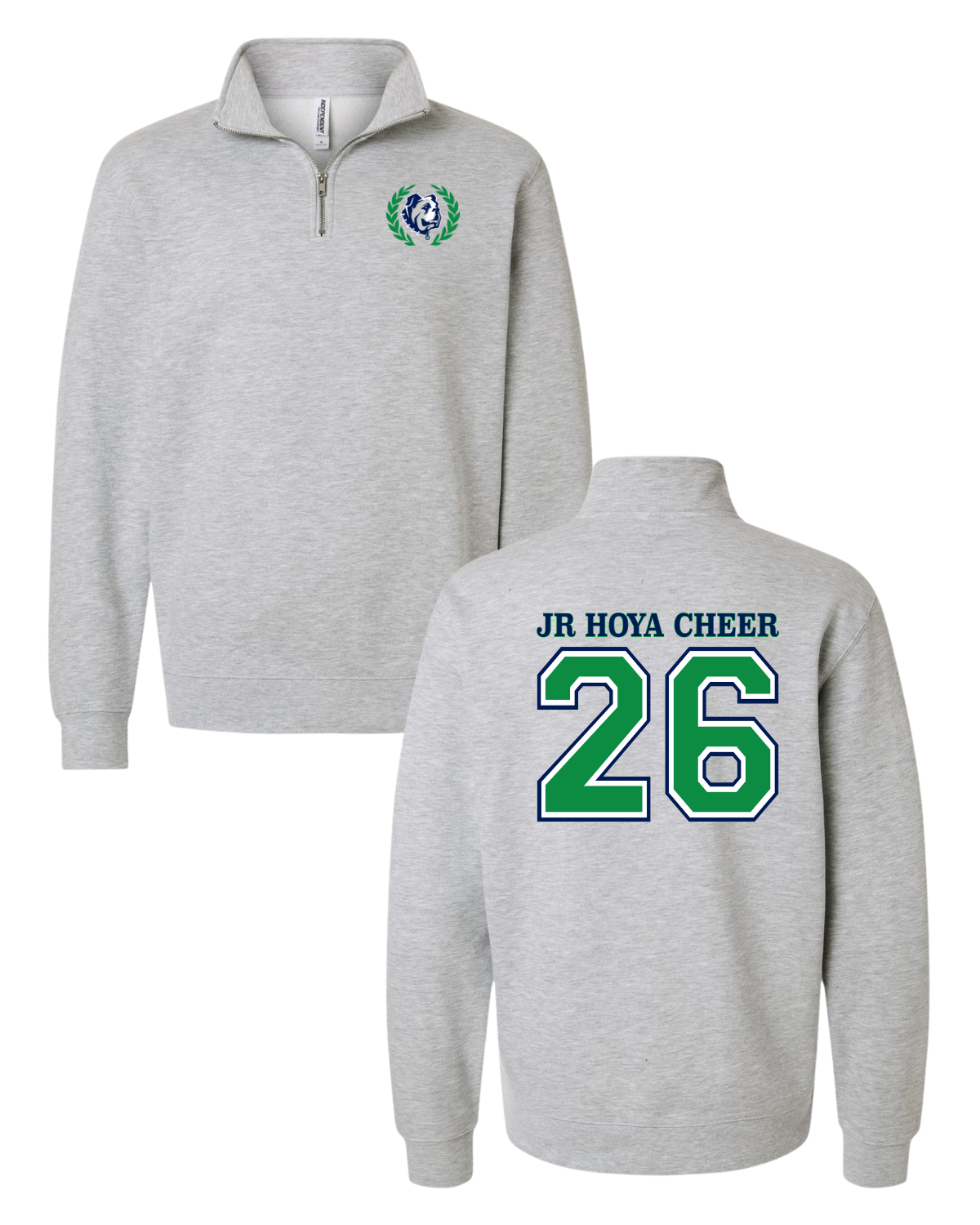 '26 Jr. Hoya Cheer Quarter Zip - Athletic Heather.png