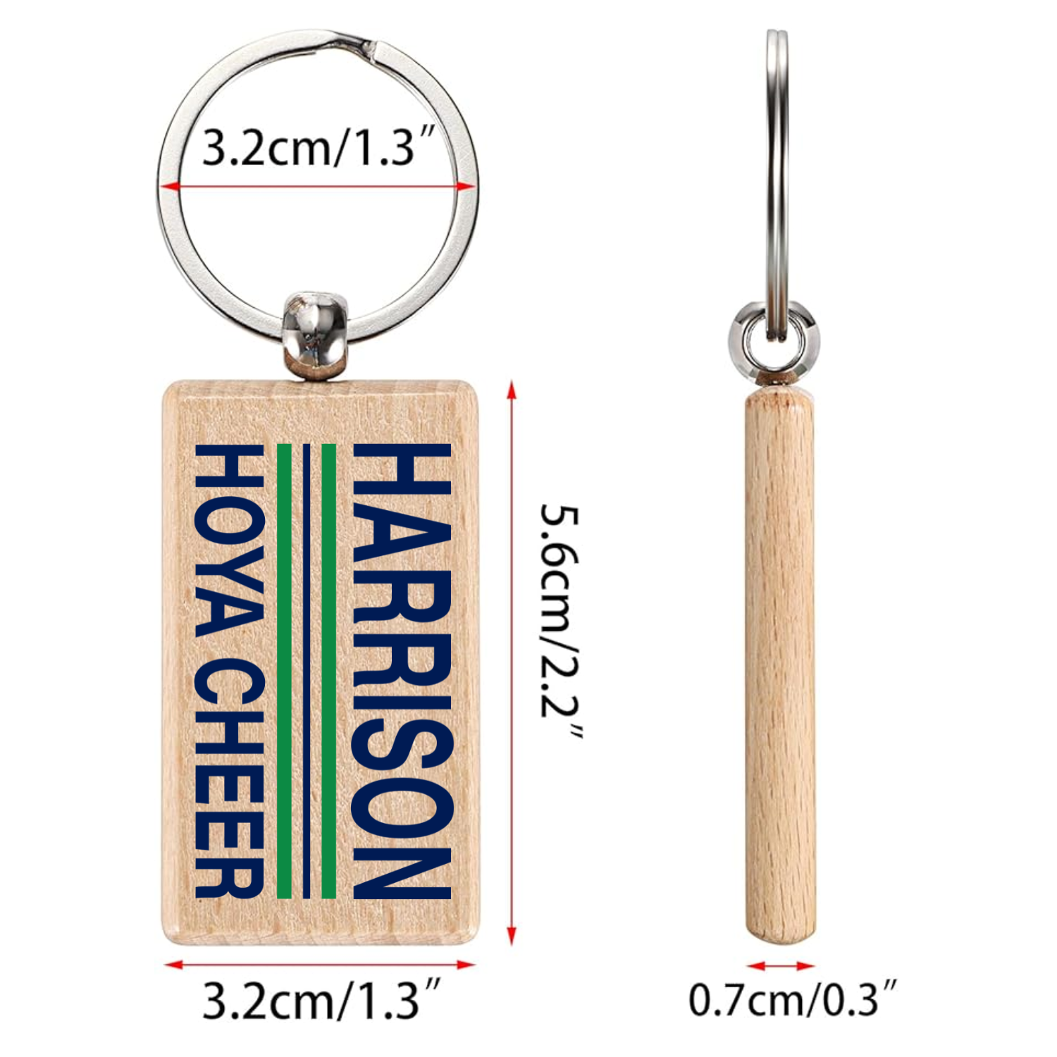 Hoya Cheer Stripes Wood Keychain Rectangle.png
