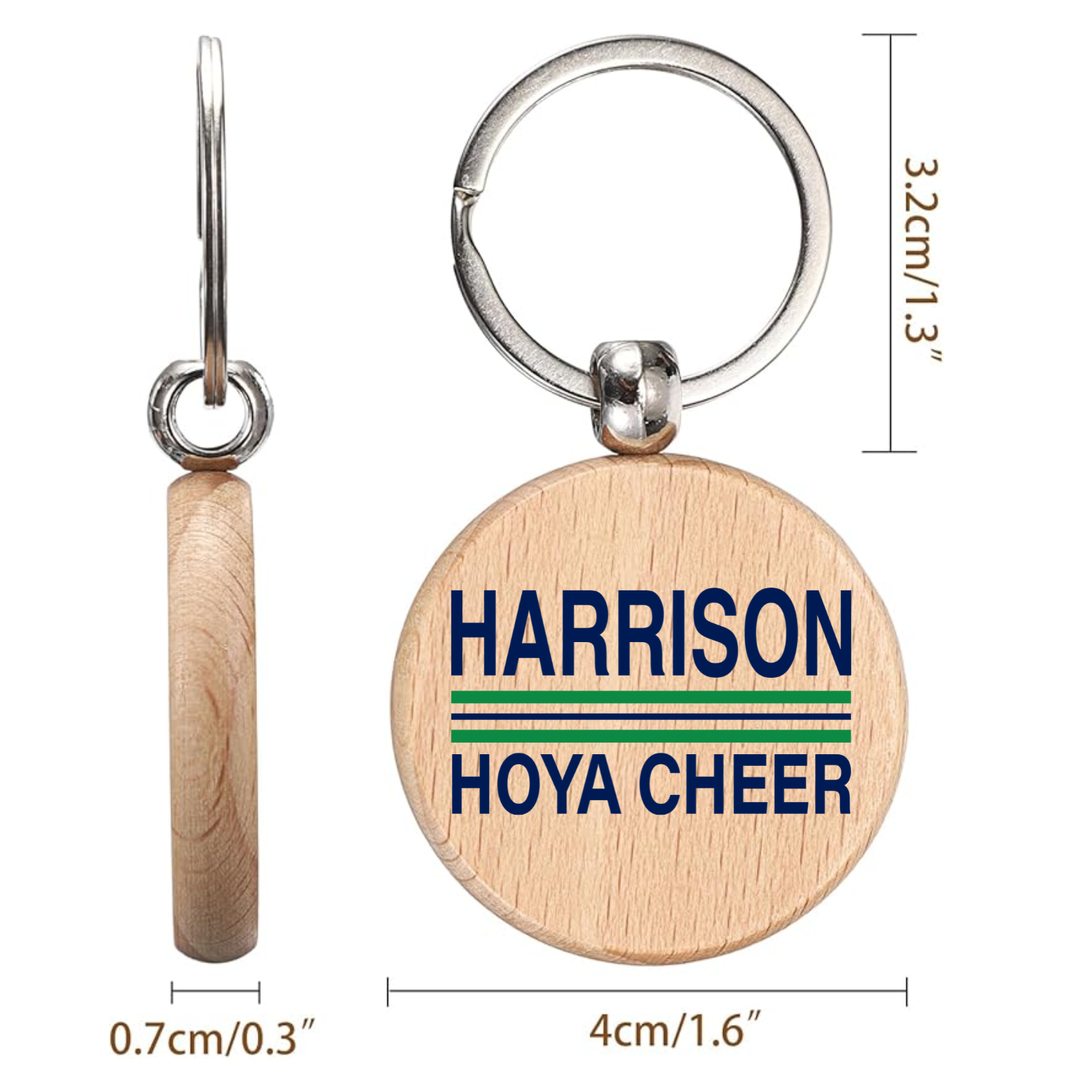 Hoya Cheer Stripes Wood Keychain Circle.png