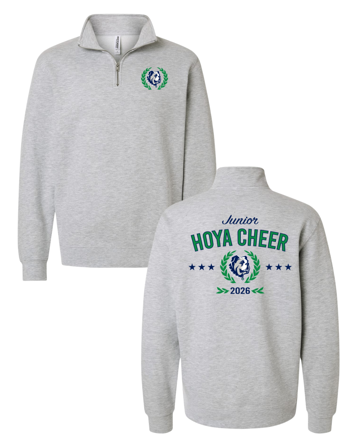 Junior Hoya Cheer Quarter Zip - Athletic Heather.png
