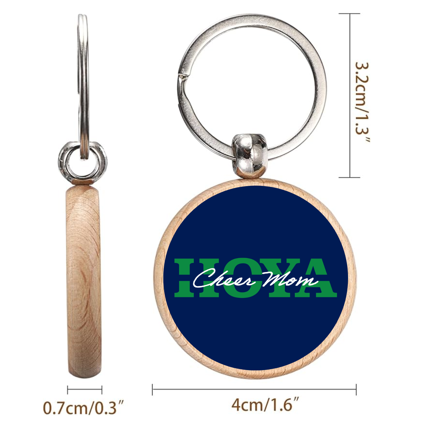 Cheer Mom Wood Keychain Circle.png