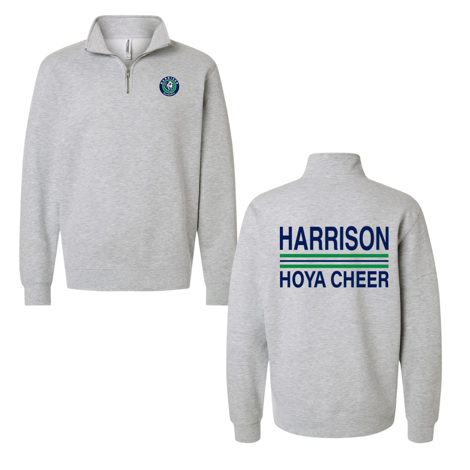 Hoya Cheer Stripes - Quarter Zip Grey.png