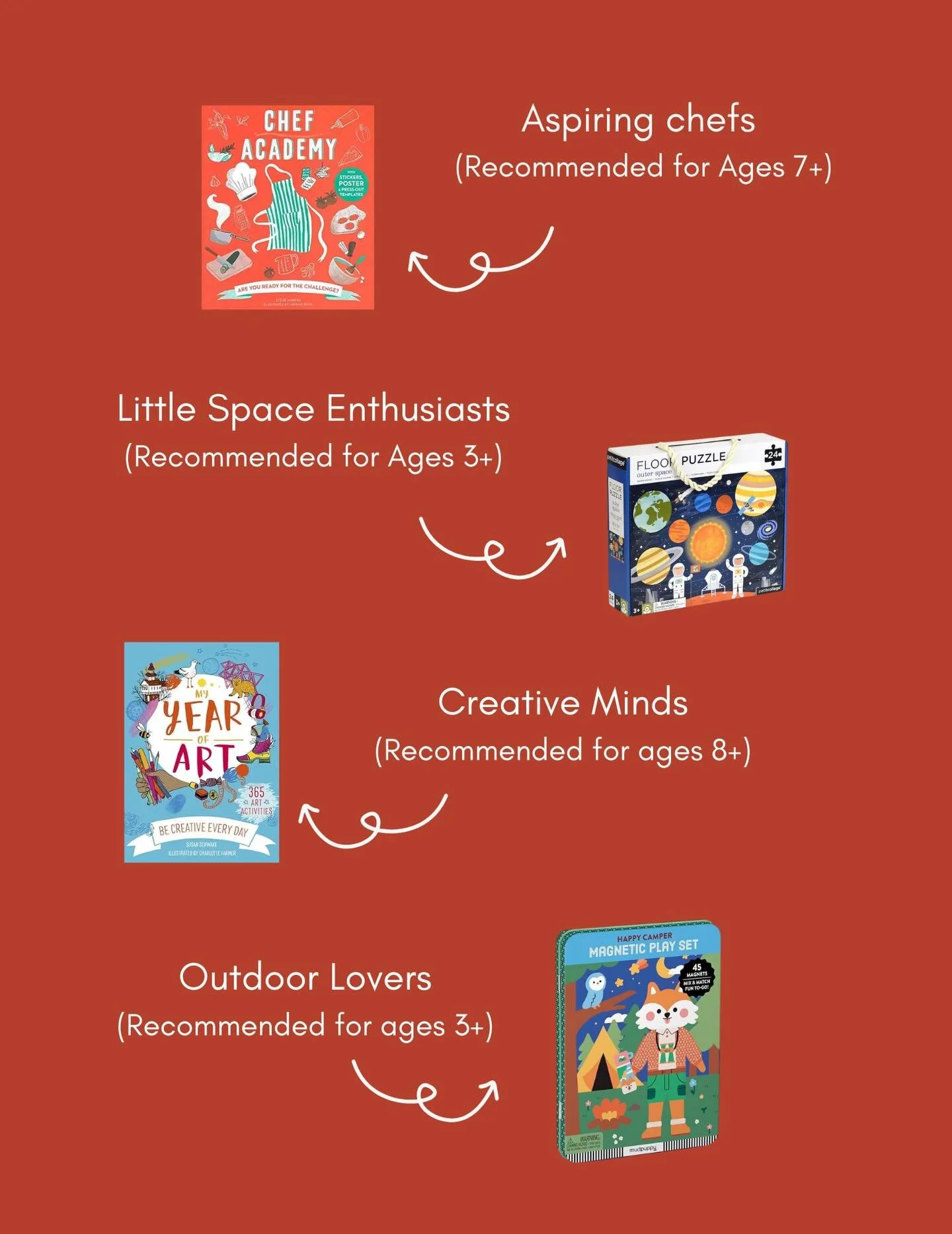 Last minute gift ideas! These are all available from our online store and can be picked up or delivered December 23rd or 24th!

With the purchase of any 2 books, get 25% off the game, puzzle, or activity book of your choice! Discount automatically ap