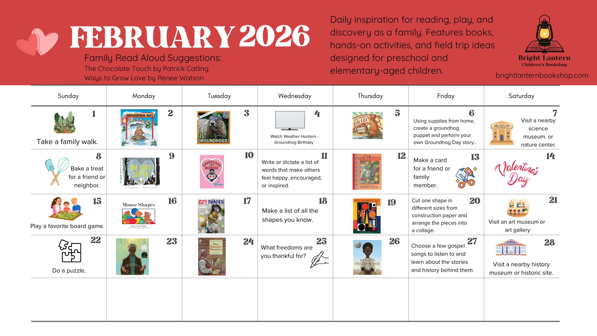 February 2026 Read, Play, and Discover Calendar