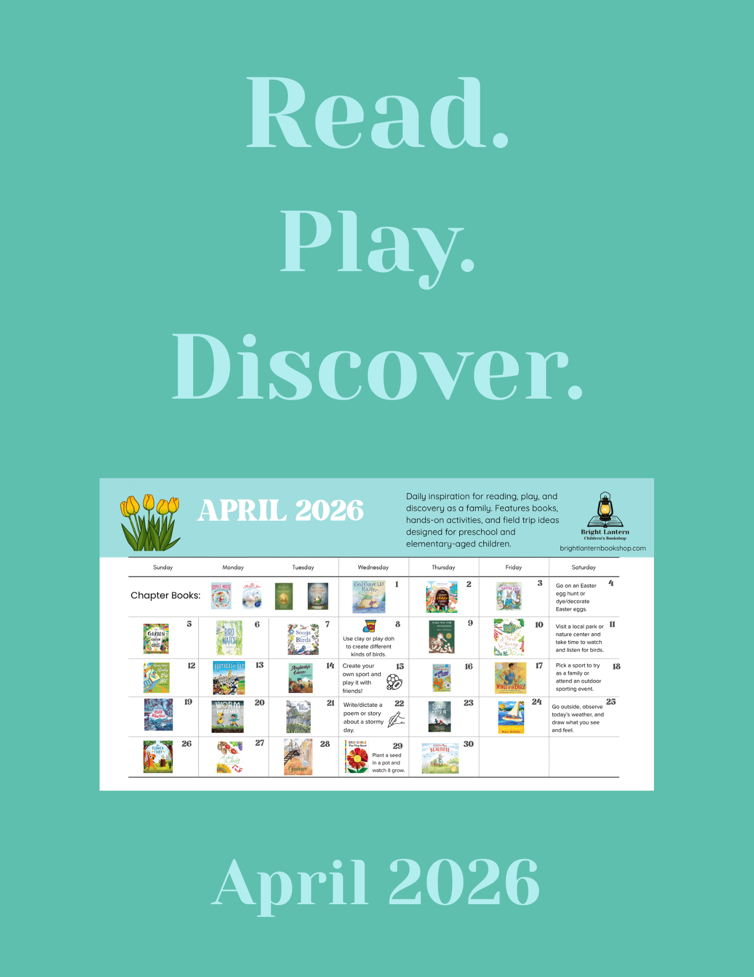 April 2026 Read, Play, and Discover Calendar