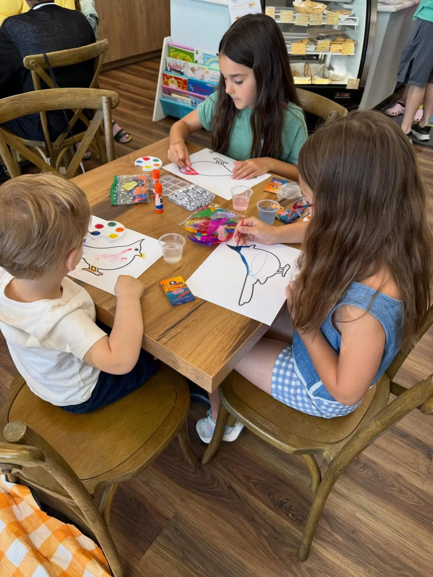 Another sweet story-time at the @frontporch_fuquay! We enjoyed reading Bird Watch by Christie Matheson and got creative painting and decorating our own birds with watercolor and a variety of fun materials.

Join us April 28 for the next story-time! A