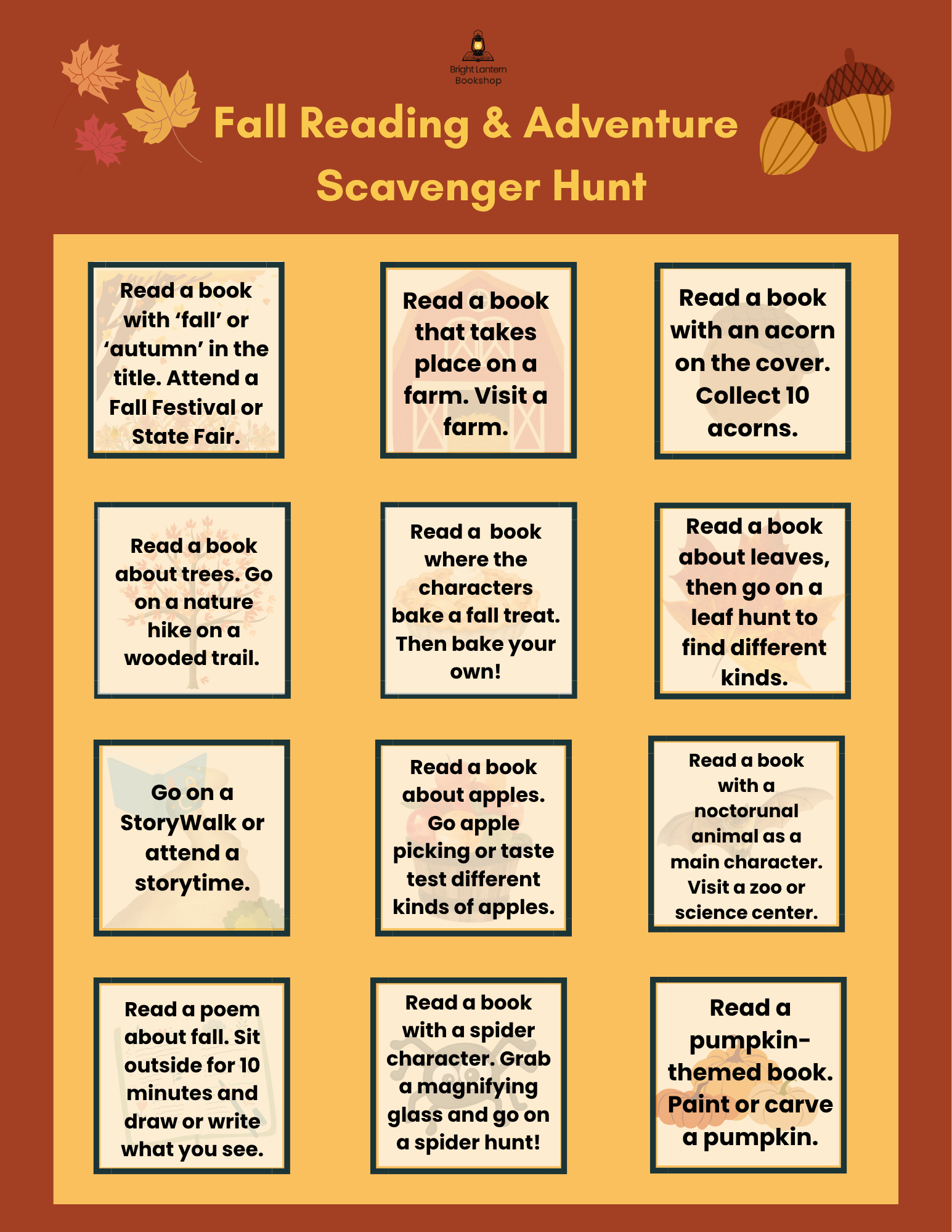 Fall Reading &amp; Adventure Scavenger Hunt