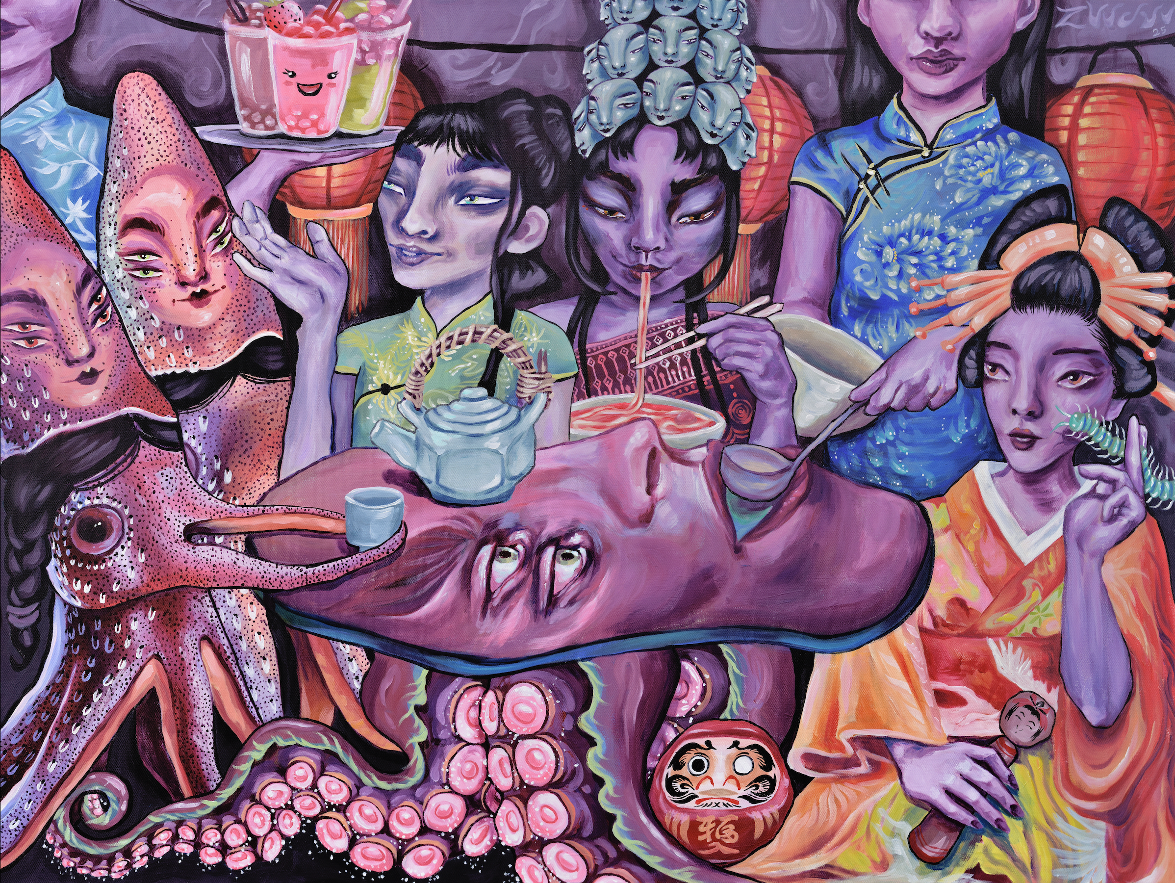 Dinner Party,
Acrylic on canvas,
36" x 48"