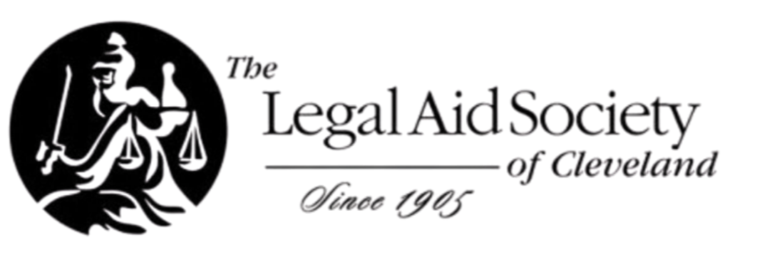 Logo of The Legal Aid Society of Cleveland featuring Lady Justice holding scales.