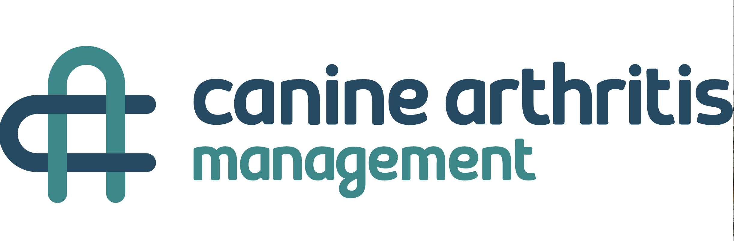 Cane Arthritic Management logo with a blue and teal intertwined symbol and teal and navy text.
