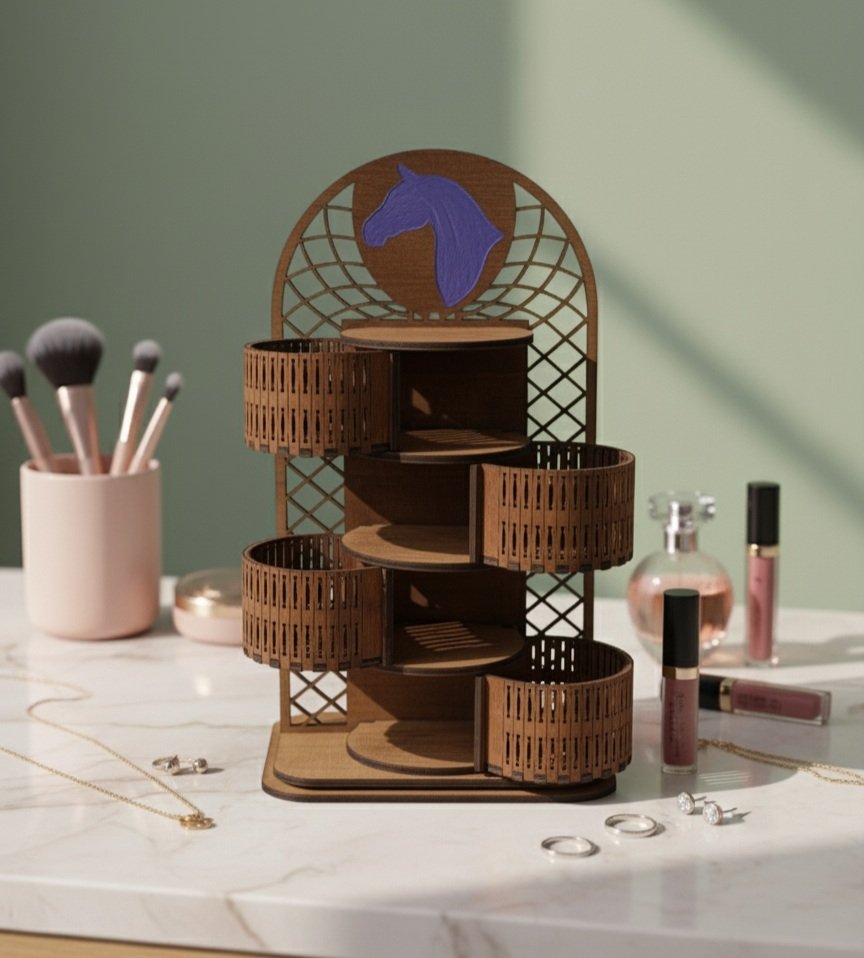 Handmade Wooden Jewelry Tower