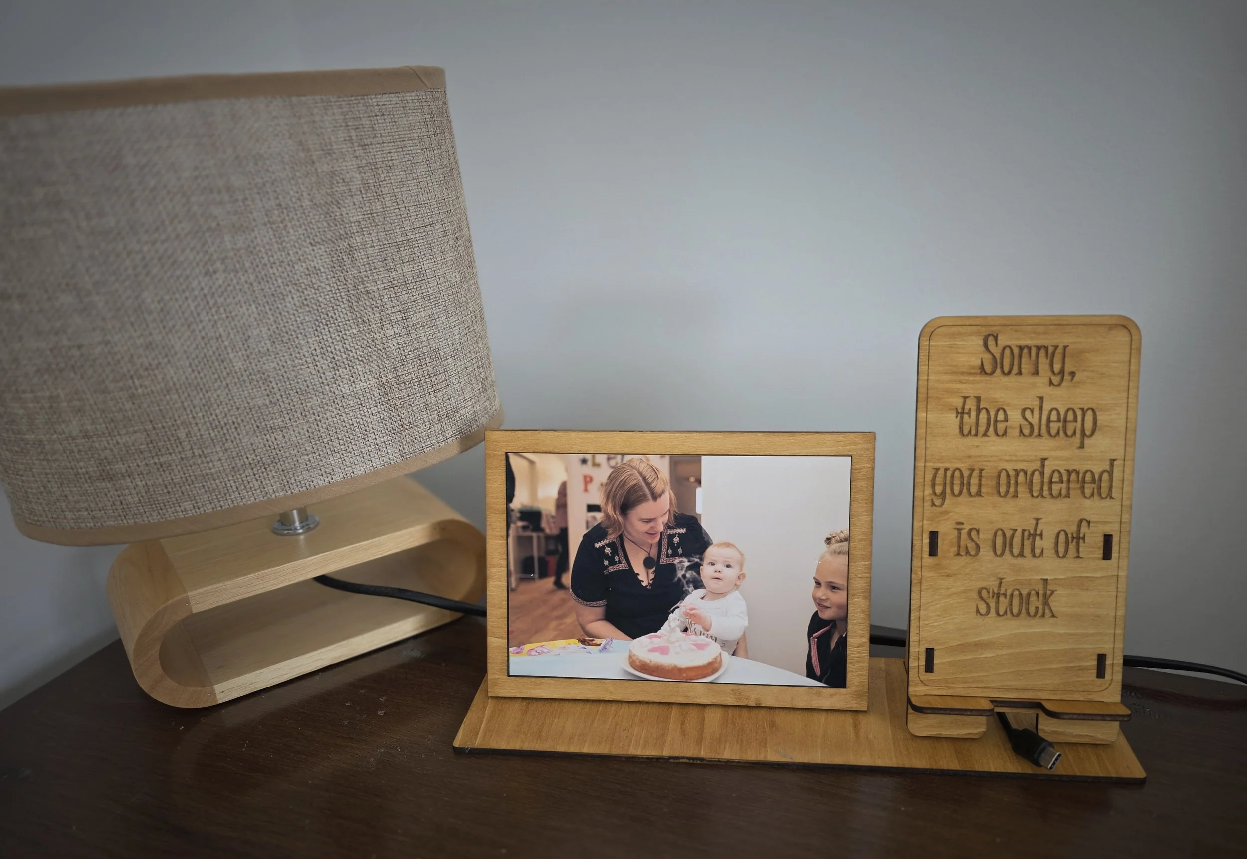 Wooden Phone Holder with Photo Frame