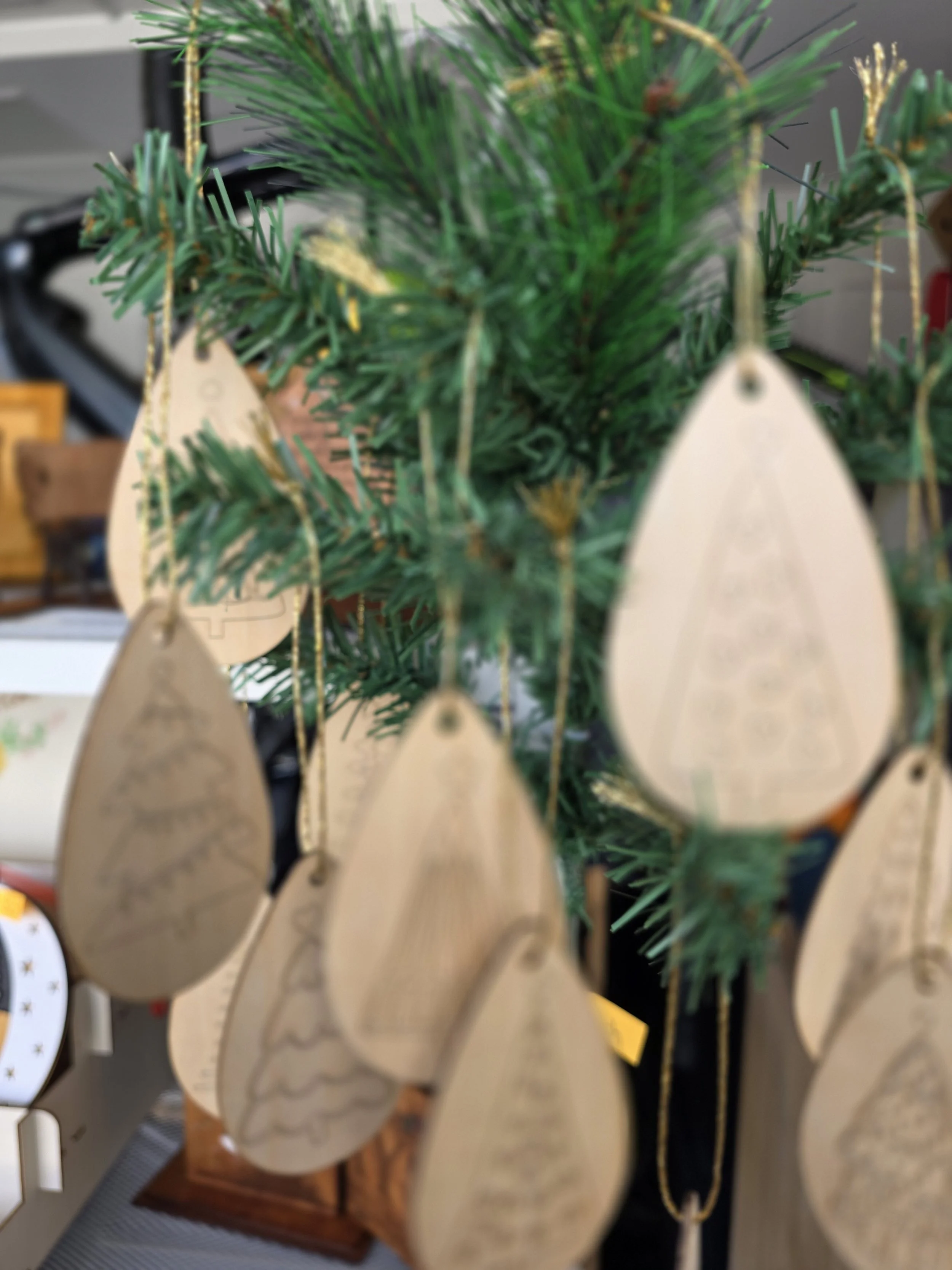 Laser-Cut Wooden Teardrop Ornaments