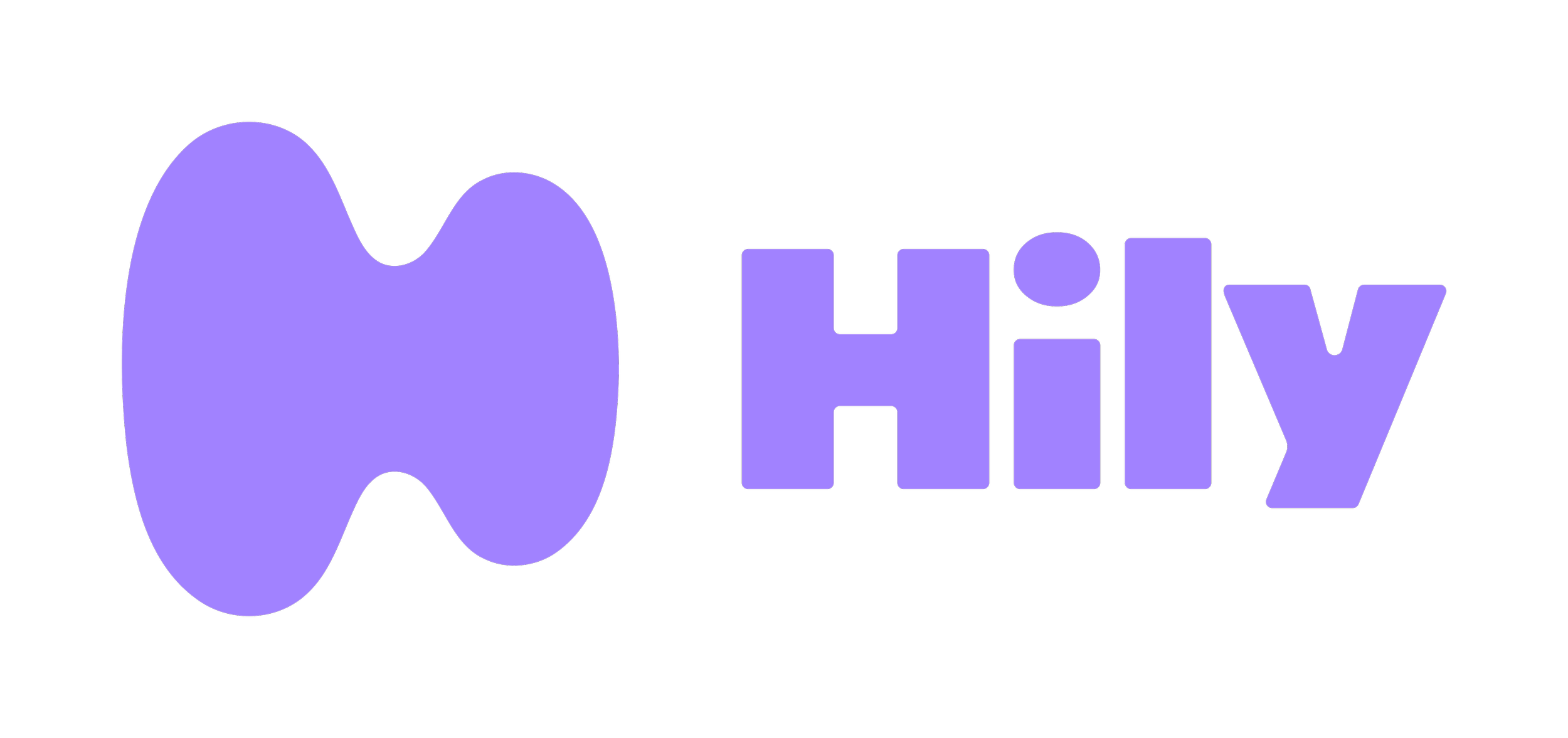 Purple stylized wave icon next to the word 'Hily' in purple text on a black background.