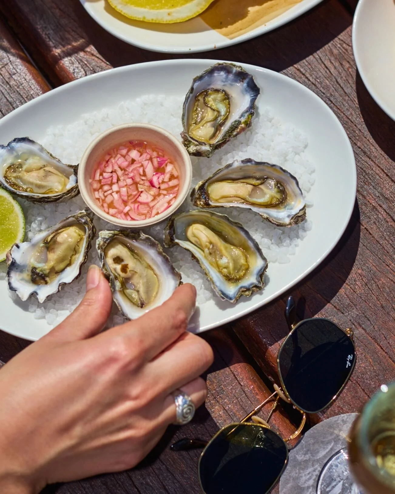 A moment for our South Coast Rock Oysters, finished with a Champagne vinegar dressing 🦪