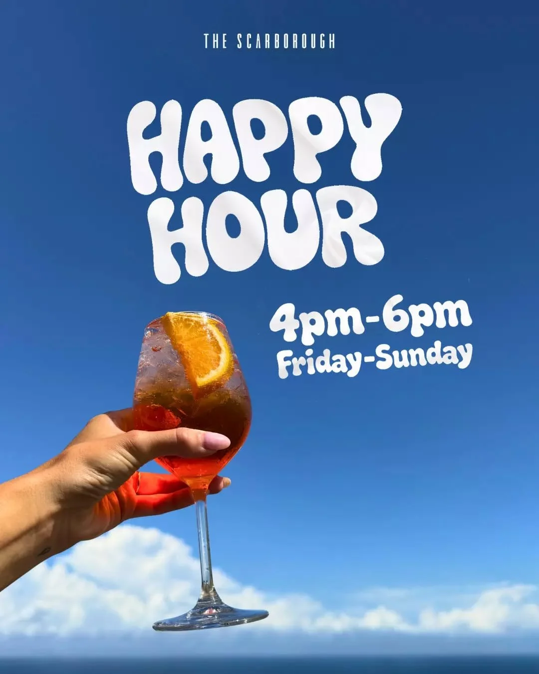 $12 Aperol Spritz &amp; cheeky Margaritas from 4-6pm, all weekend long.

The perfect excuse for an arvo drink at The Scarborough.