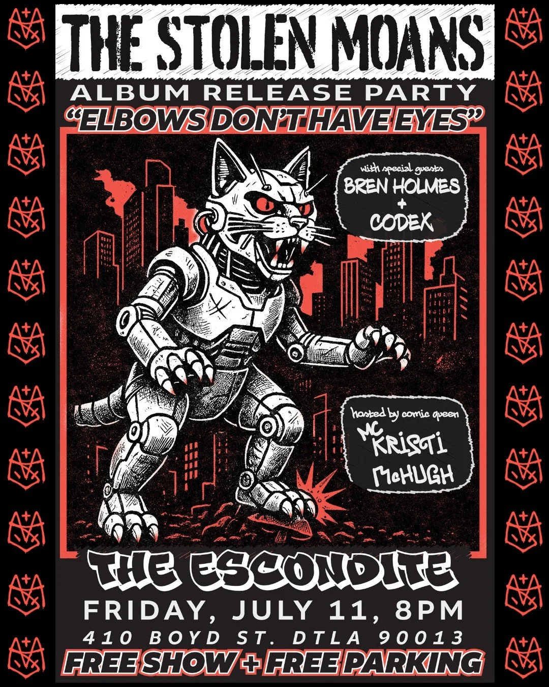 Heads up Moaners! Our debut album Elbows Don&rsquo;t Have Eyes finally gets its proper launch &amp; you get your proper party on.

💥 FREE SHOW
📍 @theescondite, DTLA
🗓️ New date: Friday, July 11
⏰ 8PM | FREE Secure Parking
with
🎸 @brenholmesmusic 