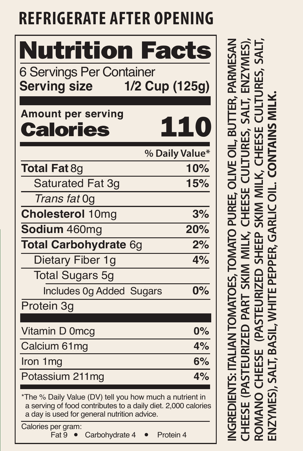 Nutrition facts and ingredients for Giannotti’s Special Marinara, 26 oz jar