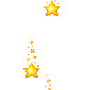 Animated sparkling stars and a streak of smaller stars in the shape of a shooting star.
