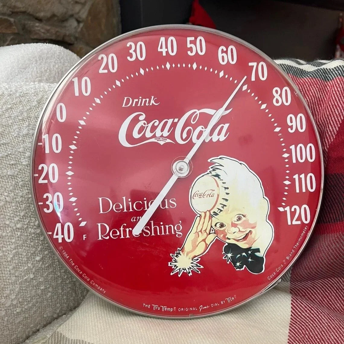 Vintage 1984 Coca-Cola Sprite Boy Thermometer