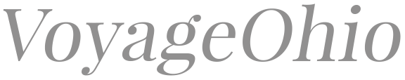 Logo with the words "Voyage Ohio" in gray, stylized text.