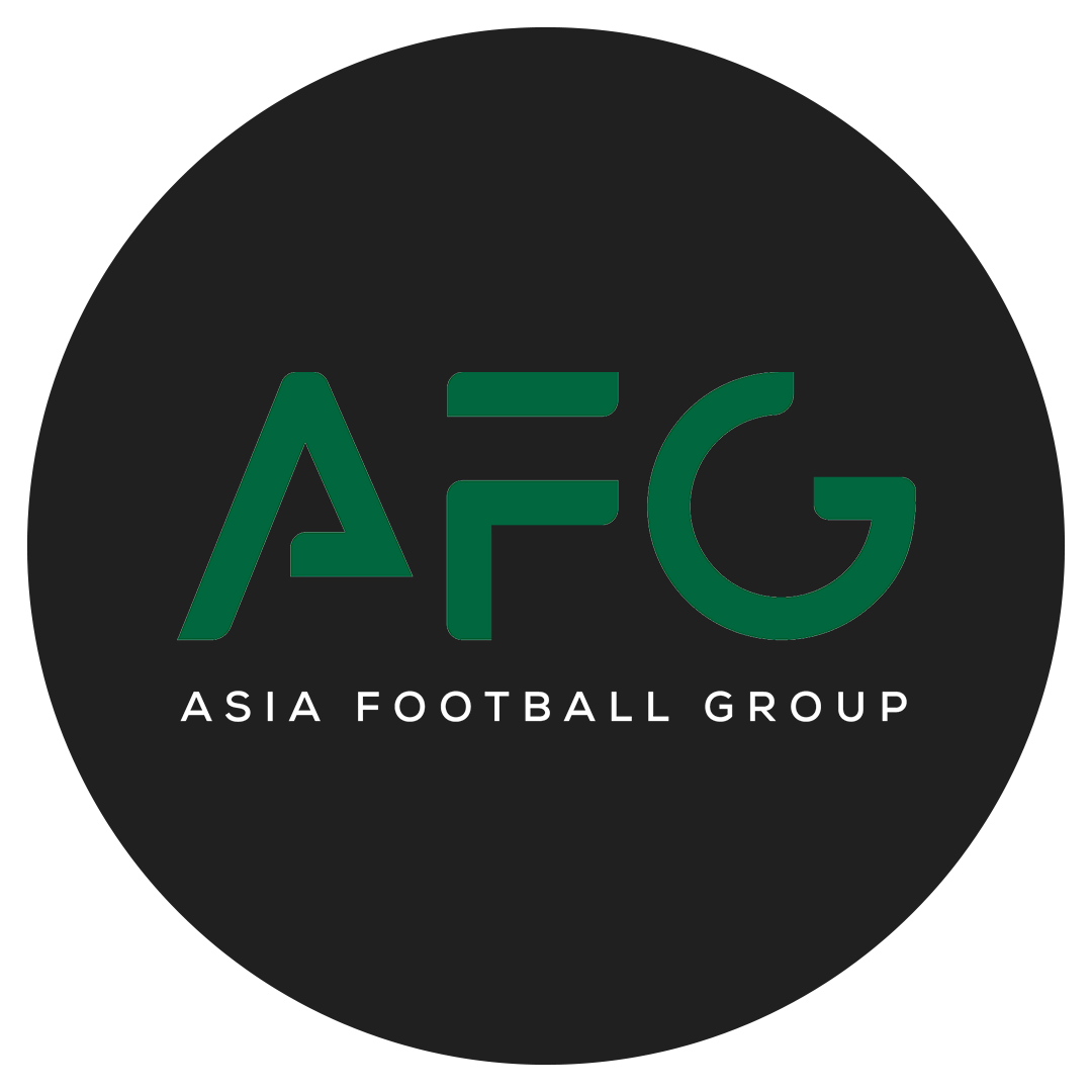 Logo of Asia Football Group with stylized letters 'AFG' in green and white text below reading 'Asia Football Group' on a black circular background.