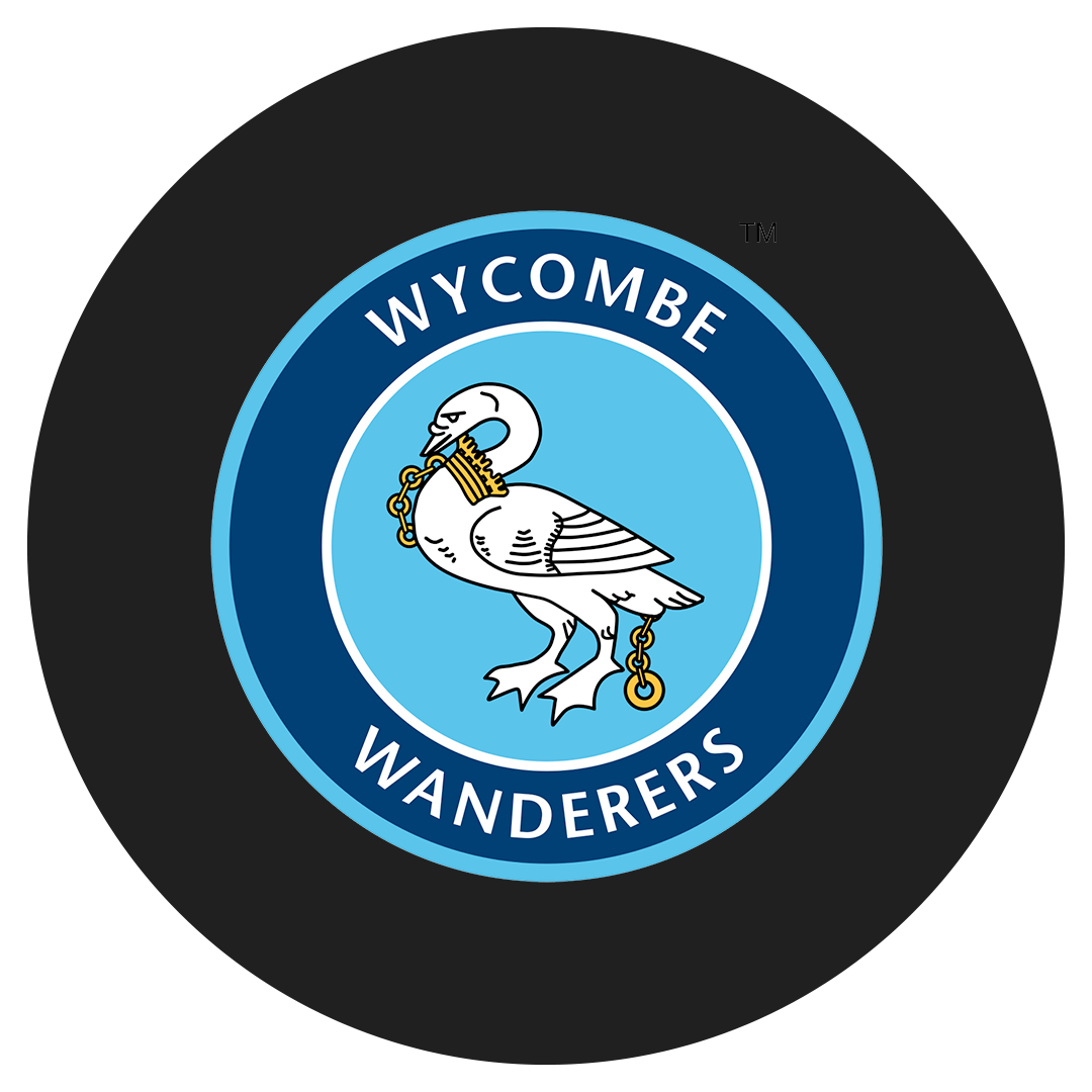 Badge with a goose in chains and the words WYCOMBE WANDERERS in a circular pattern.