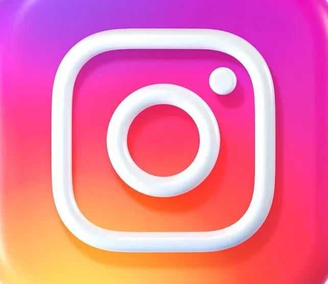 Instagram logo on a colorful gradient background.