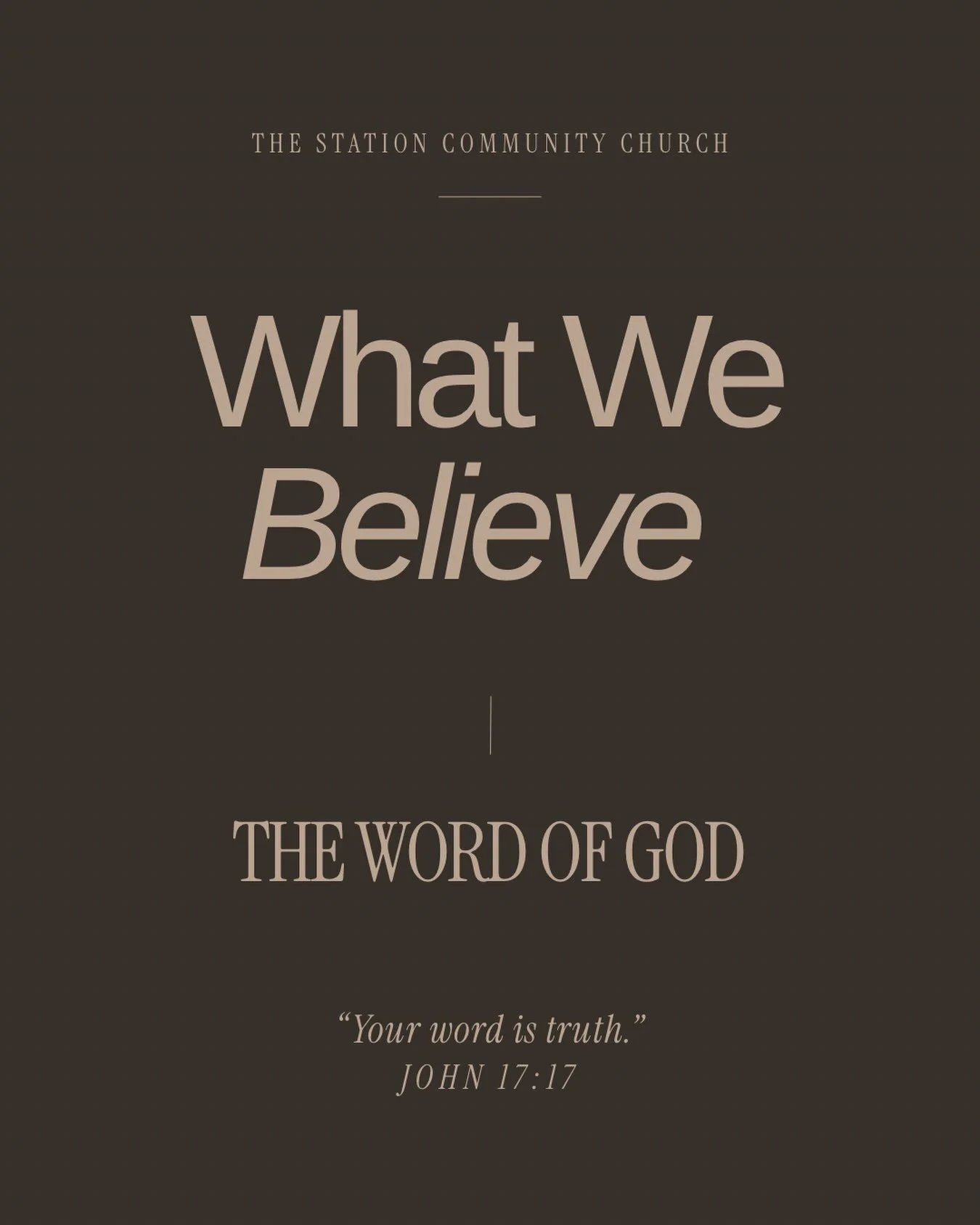 WHAT WE BELIEVE | The Word of God 📖

At The Station, we believe the Old and New Testaments are the inspired Word of God; completely true and the foundation for what we believe and how we live.

God&rsquo;s Word teaches us who He is, points us to Chr