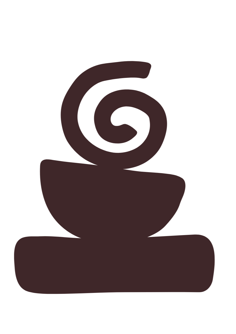 Minimalist illustration of a stack of three bowls with a spiral design on the top bowl