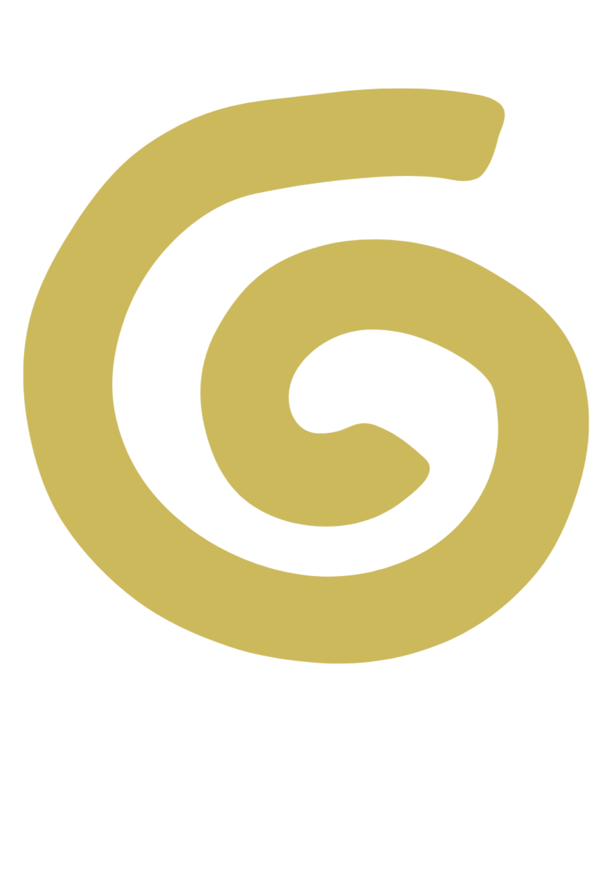 A yellow spiral logo on a black background, resembling a stylized number 6.
