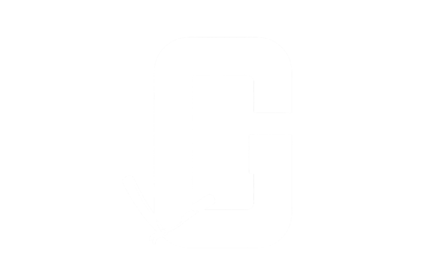 An illustration of the letter 'Q' with a pencil creating the bottom-left stroke of the letter.