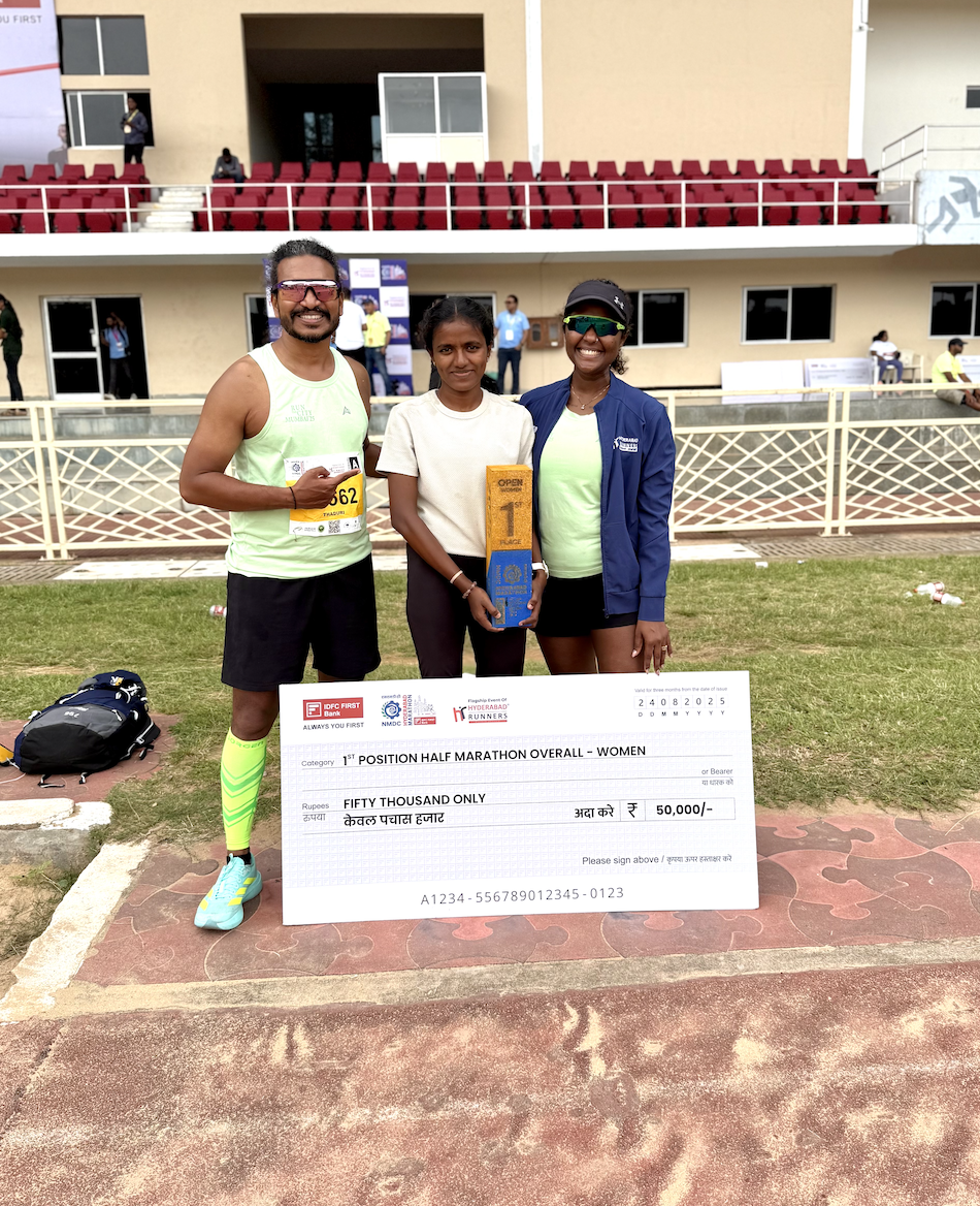 Half-Marathon winner Divya at NMDC Hyderabad Marathon 2025