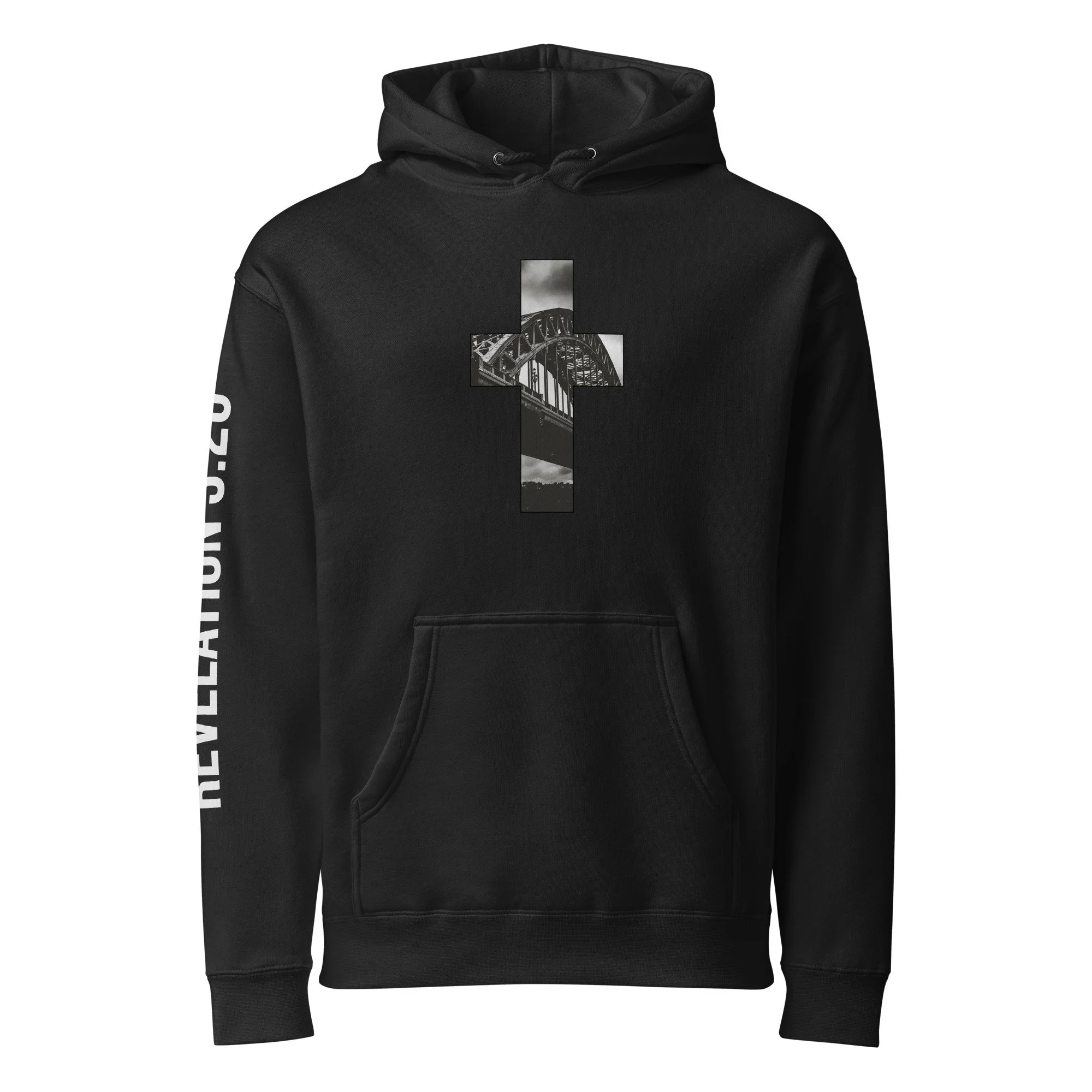 Unisex Heavyweight Hooded Sweatshirt | TYNE BRIDGE - CROSS DESIGN - REVELATION 3:20