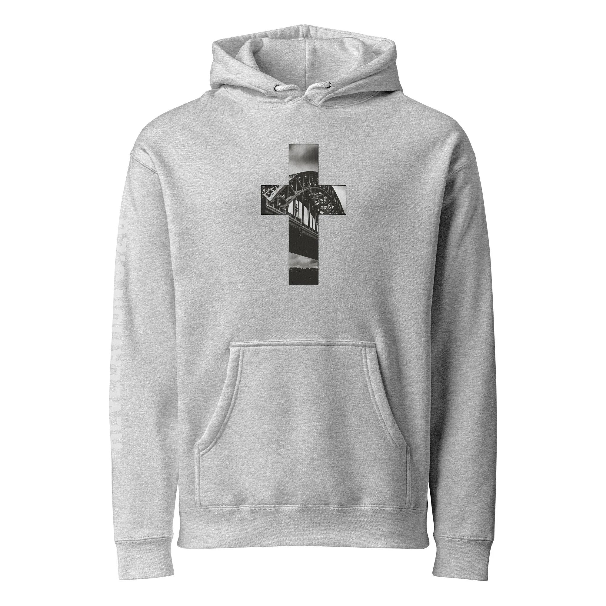 Unisex Heavyweight Hooded Sweatshirt | TYNE BRIDGE - CROSS DESIGN - REVELATION 3:20