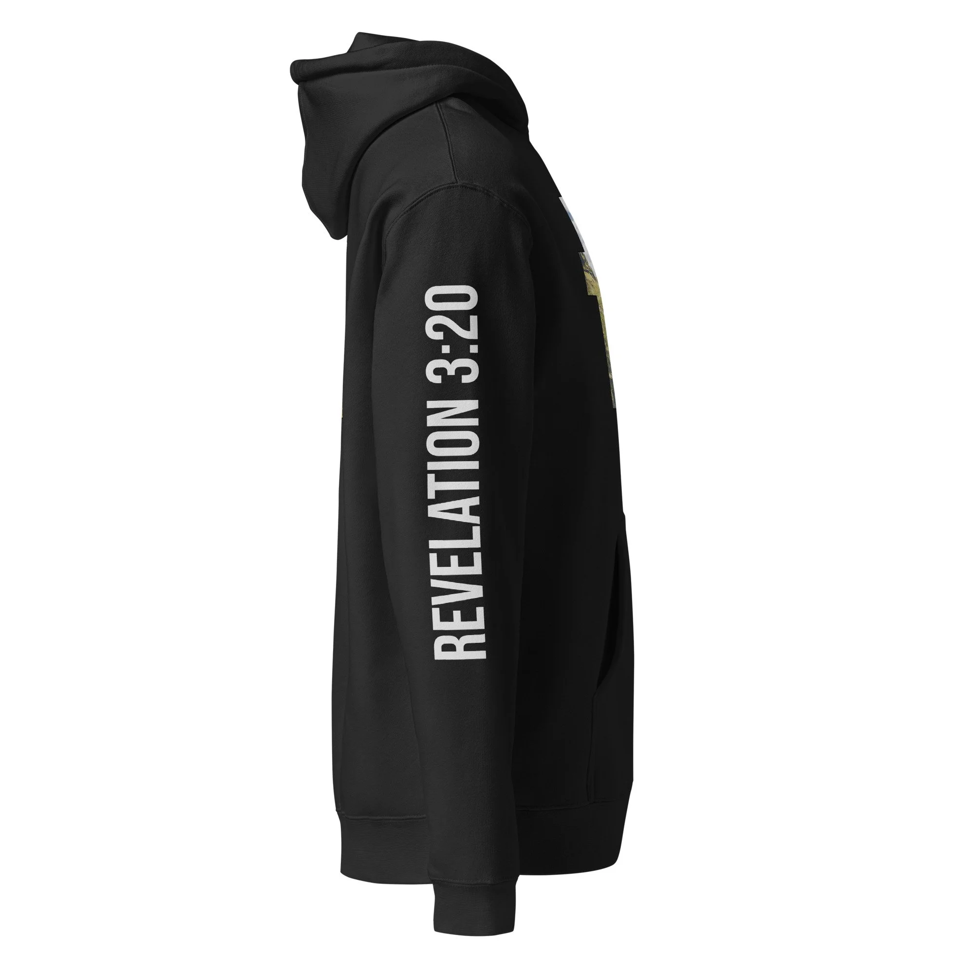 Unisex Heavyweight Hooded Sweatshirt | LAKE DISTRICT - CROSS DESIGN - REVELATION 3:20 -