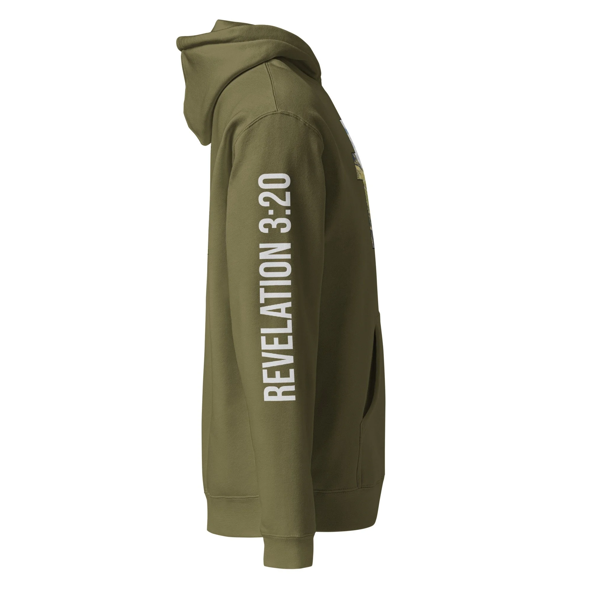 Unisex Heavyweight Hooded Sweatshirt | LAKE DISTRICT - CROSS DESIGN - REVELATION 3:20 -