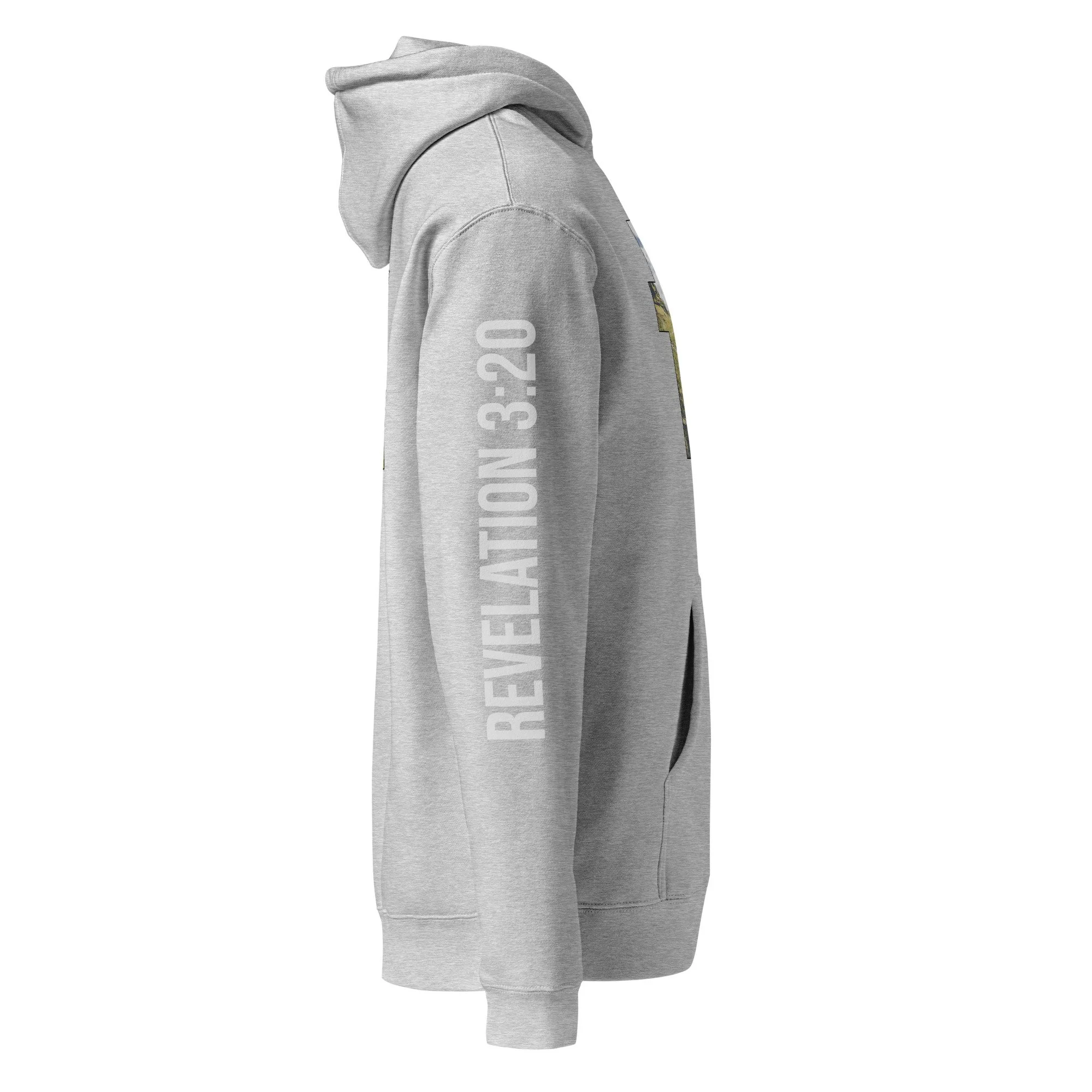 Unisex Heavyweight Hooded Sweatshirt | LAKE DISTRICT - CROSS DESIGN - REVELATION 3:20 -