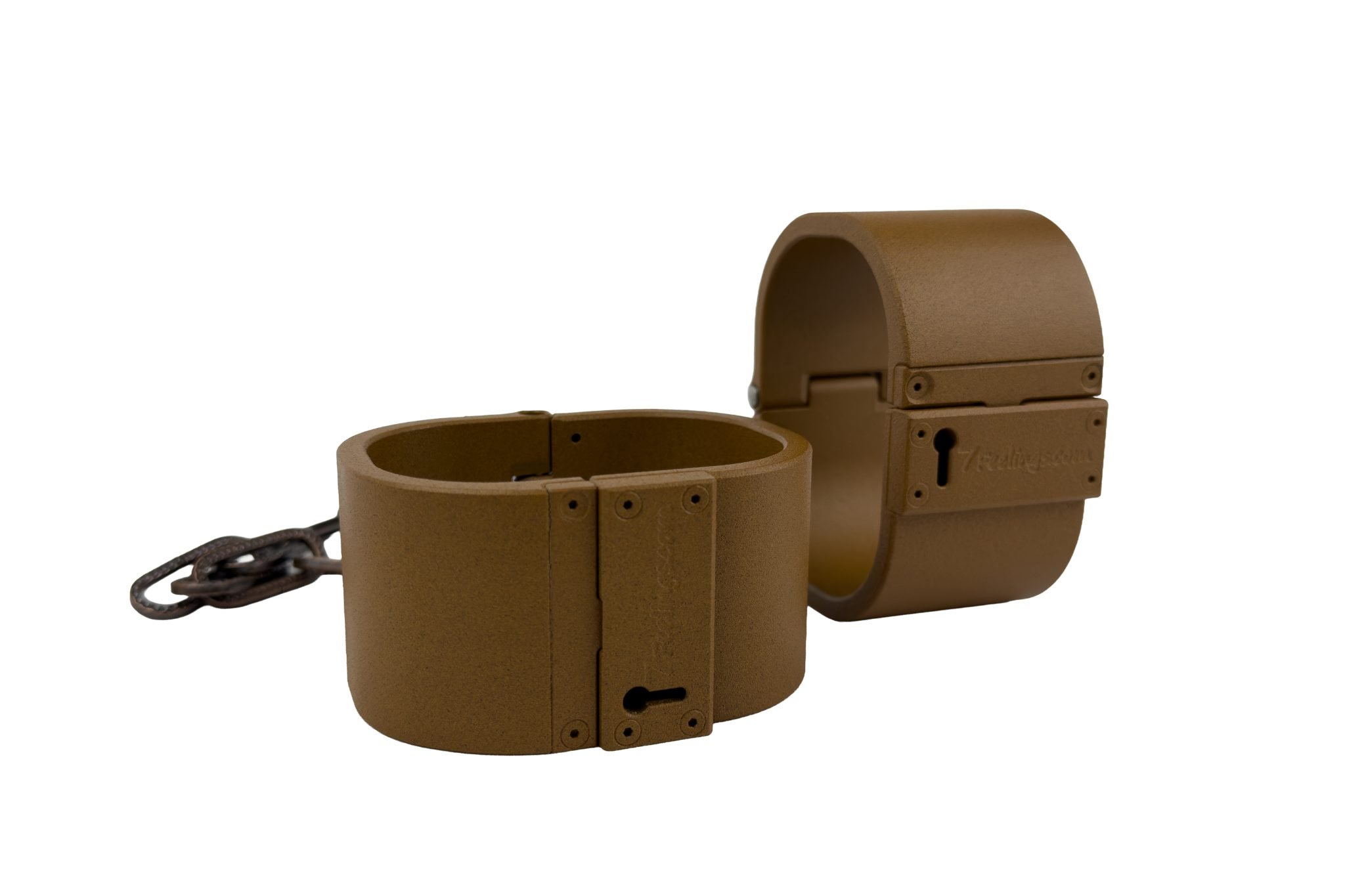 THE BOND Medium-R Handschellen oxidized rostfarben geschlossen – massive Design-Handschellen