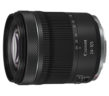 Close-up of a Canon 24-105mm zoom camera lens