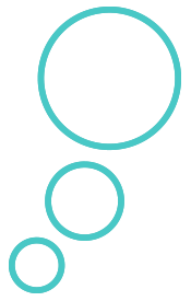 Three black circles connected by a light blue outline, arranged in descending size from top to bottom.