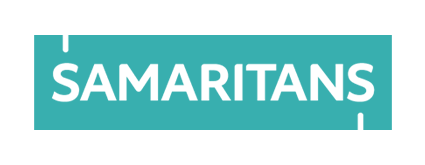 Text reading "SAMARITANS" on a teal background.