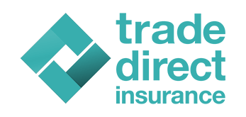 Trade Direct Insurance logo with a geometric design and text in teal and gray.