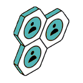 Illustration of three hexagonal tiles, each with a different facial expression