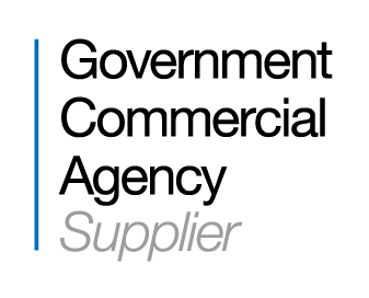 Logo for Crown Commercial Service Supplier, with vertical blue line on the left and company name in black text.
