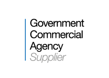 Logo for Crown Commercial Service Supplier, with vertical blue line on the left and company name in black text.