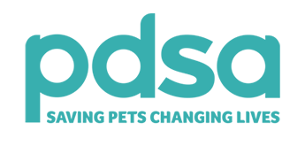 PDSA logo with the slogan 'Saving Pets Changing Lives'