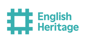 English Heritage logo with a teal square-shaped symbol and black text.