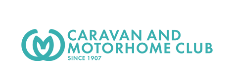Logo of Caravan and Motorhome Club with teal emblem and text, indicating it was established in 1907.