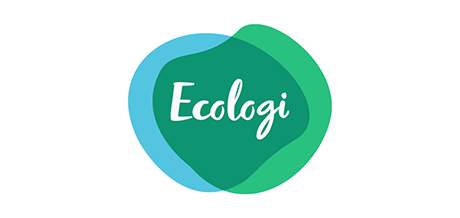 Logo with overlapping green and blue circles and the word "Ecologi" in white script.